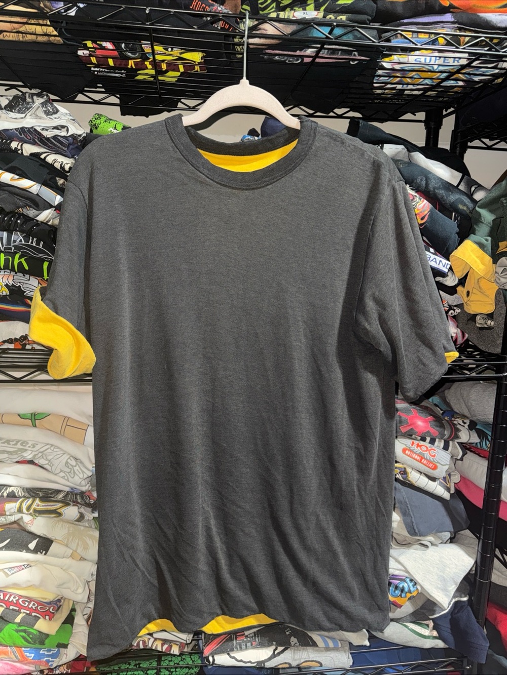 Vintage 60-70s Champion Phys Ed Reversible Yellow And Gray Shirt Size Large